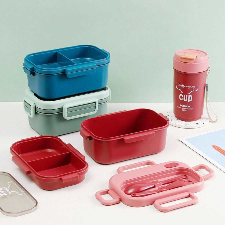 品悅長(zhǎng)方雙層密封飯盒